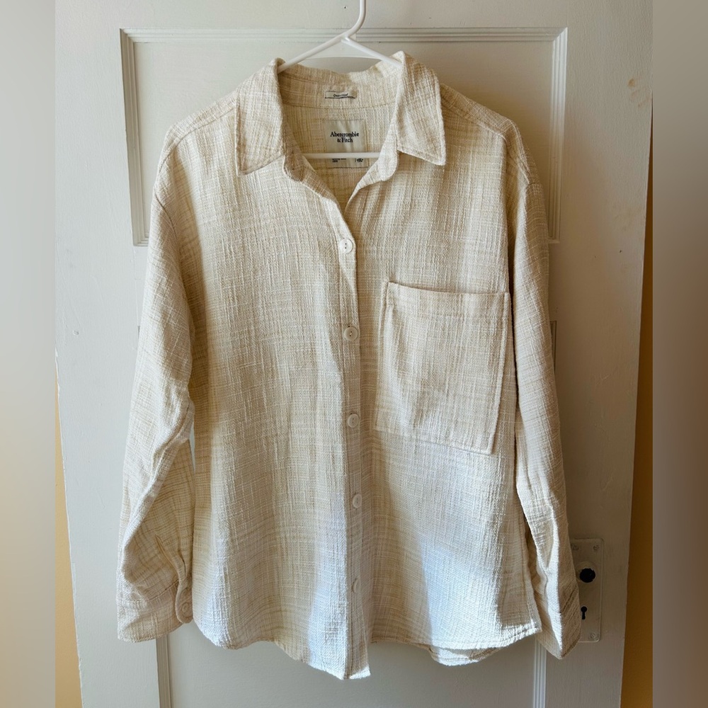 Abercrombie & Fitch tweed cream button down shirt
